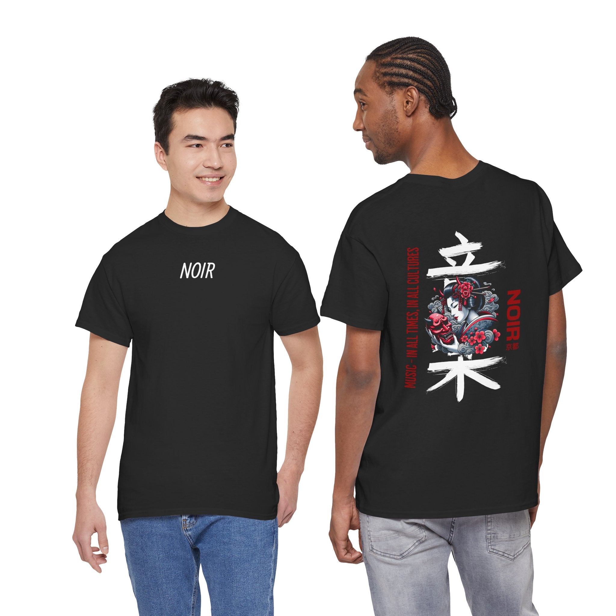 Noir Geisha Tee — Japonské streetwear tričko s květinovým motivem