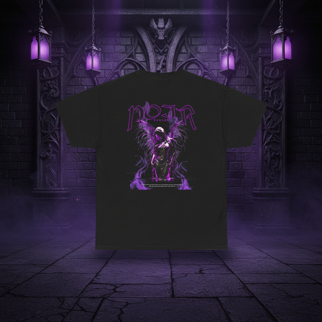 Noir Angel Graphic Tee — NOIR – Gotické tričko s fialovým andělem